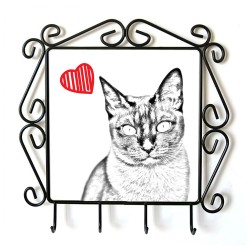 Gato tonkinés- Percha para ropa con la imagen de gato. Gato con el corazón