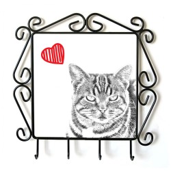 Gato Manx- Percha para ropa con la imagen de gato. Gato con el corazón