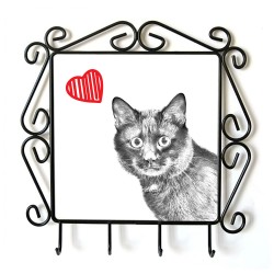 Kurylski bobtail- Percha para ropa con la imagen de gato. Gato con el corazón