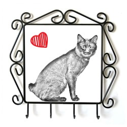 Kurylski bobtail- Percha para ropa con la imagen de gato. Gato con el corazón