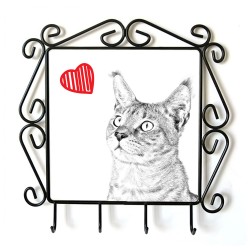 Chausie- Percha para ropa con la imagen de gato. Gato con el corazón