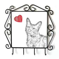 LaPerm- Percha para ropa con la imagen de gato. Gato con el corazón