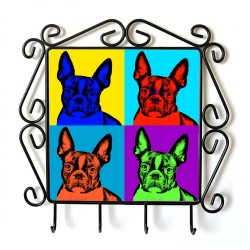 Boston terier - Percha para ropa con la imagen de perro. Estilo de Andy Warhol