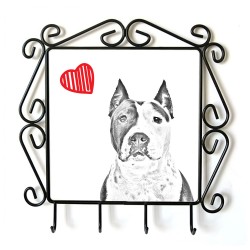 American Staffordshire Terrier- Percha para ropa con la imagen de perro. Perro con el corazón
