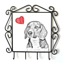 Beagle- Percha para ropa con la imagen de perro. Perro con el corazón