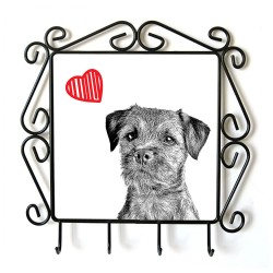 Border Terrier- Percha para ropa con la imagen de perro. Perro con el corazón