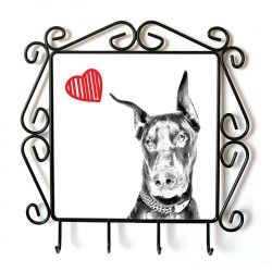 Dobermann- Kleiderbügel mit Hundebild. Sammlung! Hund mit Herz