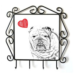 Bulldog inglés- Percha para ropa con la imagen de perro. Perro con el corazón