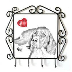 English Pointer- clothes hanger with an image of a dog. Collection. Dog with heart.