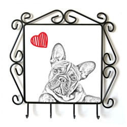 French Bulldog- clothes hanger with an image of a dog. Collection. Dog with heart.