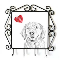 Golden Retriever- Percha para ropa con la imagen de perro. Perro con el corazón