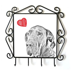 Great Dane- clothes hanger with an image of a dog. Collection. Dog with heart.