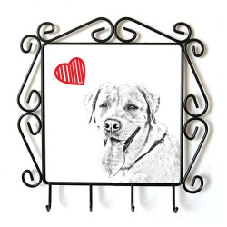 Labrador Retriever- Percha para ropa con la imagen de perro. Perro con el corazón