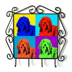 Collie barbudo - Percha para ropa con la imagen de perro. Estilo de Andy Warhol
