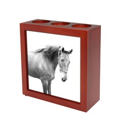 American Saddlebred- portacandele/portapenne di legno con l’immagine di un cavallo