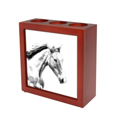 Irish Sport Horse- portacandele/portapenne di legno con l’immagine di un cavallo