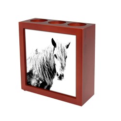 Giara horse- portacandele/portapenne di legno con l’immagine di un cavallo