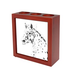 Noriker- recipiente para velas/bolígrafos con una imagen de caballo