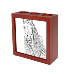 Pintabian, wooden stand for candles/pens with the image of a horse