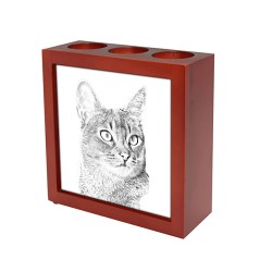 Abyssin, recipiente para velas/bolígrafos con una imagen de gato