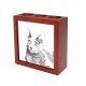 Russian Blue- wooden stand for candles/pens with the image of a cat !