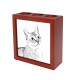 Singapura cat- wooden stand for candles/pens with the image of a cat !