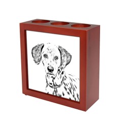 Dalmata, portacandele/portapenne di legno con l’immagine di un cane