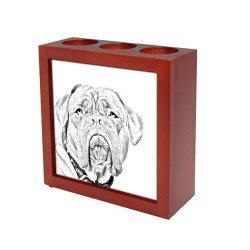 Dogue de Bordeaux, recipiente para velas/bolígrafos con una imagen de perro