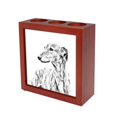 Grey Hound, wooden stand for candles/pens with the image of a dog !