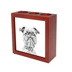 Grand Griffon Vendéen, portacandele/portapenne di legno con l’immagine di un cane