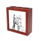 American Pit Bull Terrier, wooden stand for candles/pens with the image of a dog !