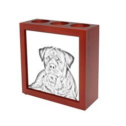 Rottweiler, portacandele/portapenne di legno con l’immagine di un cane