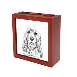 American Cocker Spaniel, wooden stand for candles/pens with the image of a dog !