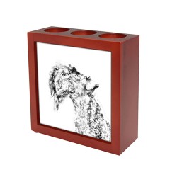 Kerry Blue Terrier, wooden stand for candles/pens with the image of a dog !
