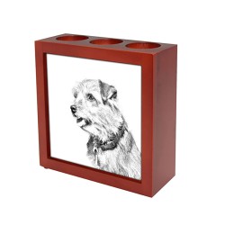Norfolk Terrier, wooden stand for candles/pens with the image of a dog !