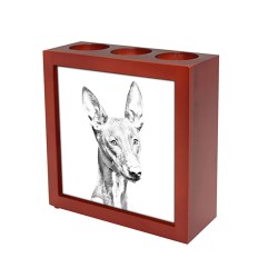 Pharaoh Hound, wooden stand for candles/pens with the image of a dog !