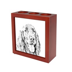 Setter, wooden stand for candles/pens with the image of a dog !