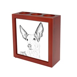 Ibizan Hound, wooden stand for candles/pens with the image of a dog !