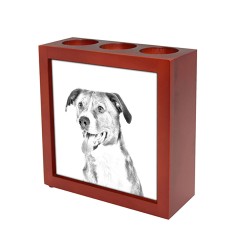 Austrian Pinscher, wooden stand for candles/pens with the image of a dog !