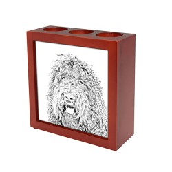 Barbet, wooden stand for candles/pens with the image of a dog !