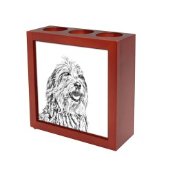 Bergamasco Shepherd, wooden stand for candles/pens with the image of a dog !