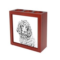 Boykin Spaniel, wooden standproduct for candles/pens with the image of a dog !