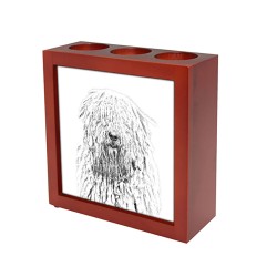 Komodor, wooden stand for candles/pens with the image of a dog !