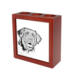 Stabyhoun, portacandele/portapenne di legno con l’immagine di un cane