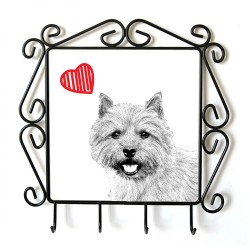 Norwich Terrier- Percha para ropa con la imagen de perro. Perro con el corazón