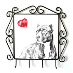 American Pit Bull Terrier- Percha para ropa con la imagen de perro. Perro con el corazón