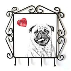 Pug- clothes hanger with an image of a dog. Collection. Dog with heart.