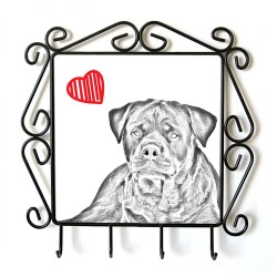 Rottweiler- Percha para ropa con la imagen de perro. Perro con el corazón