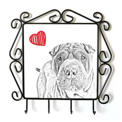 Shar Pei- clothes hanger with an image of a dog. Collection. Dog with heart.
