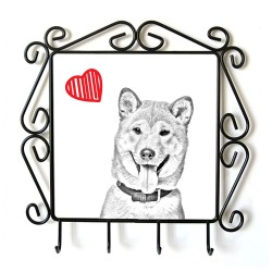 Shiba Inu- Percha para ropa con la imagen de perro. Perro con el corazón